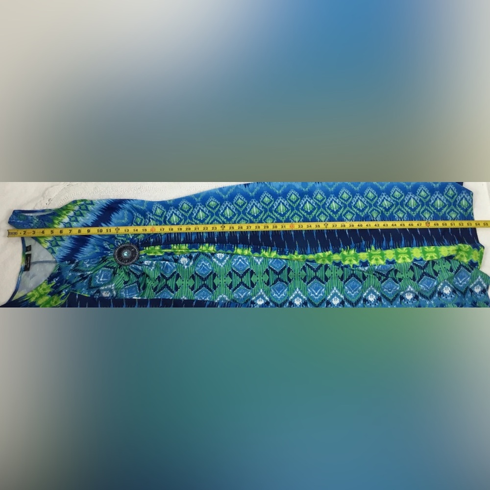 Lemmie for Nina Leonard Green Blue Medallion Vacation Resort Dress size S - Picture 4 of 8